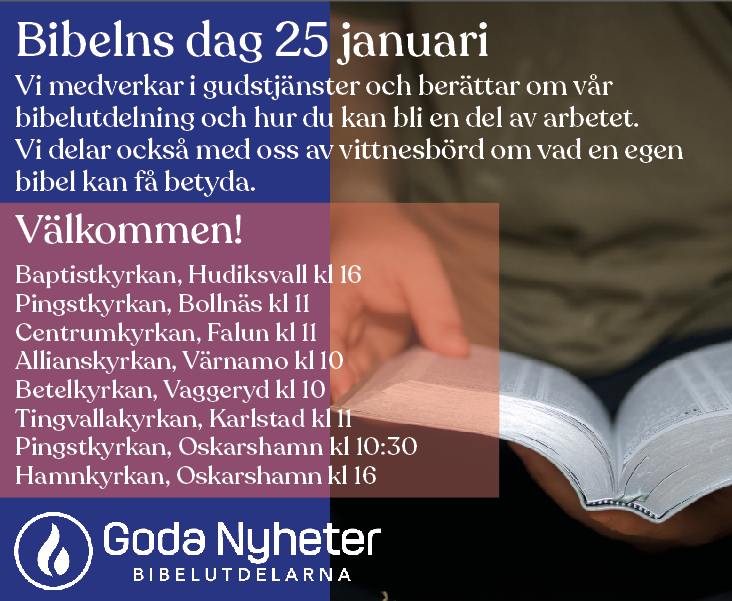 Goda Nyheter gör flera församlingsbesök under Bibelns dag 25 januari